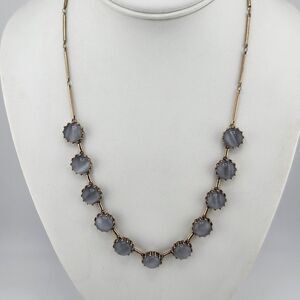 Vintage Loft Gold Tone Gray Cats Eye Necklace Moonglow‎